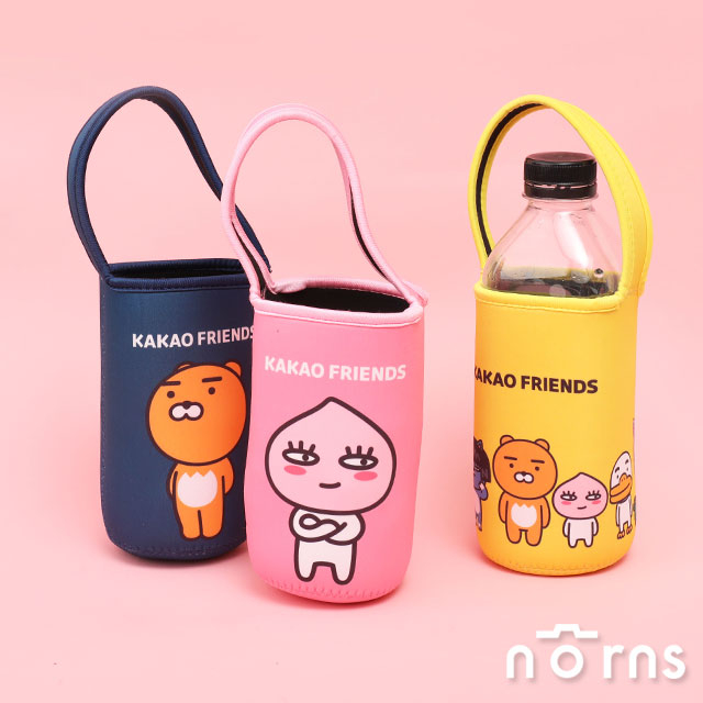 【Kakao Friends潛水布飲料袋】Norns 台灣正版授權 韓國Ryan萊恩 Apeach桃子 手提袋 杯套 水壺袋 禮物