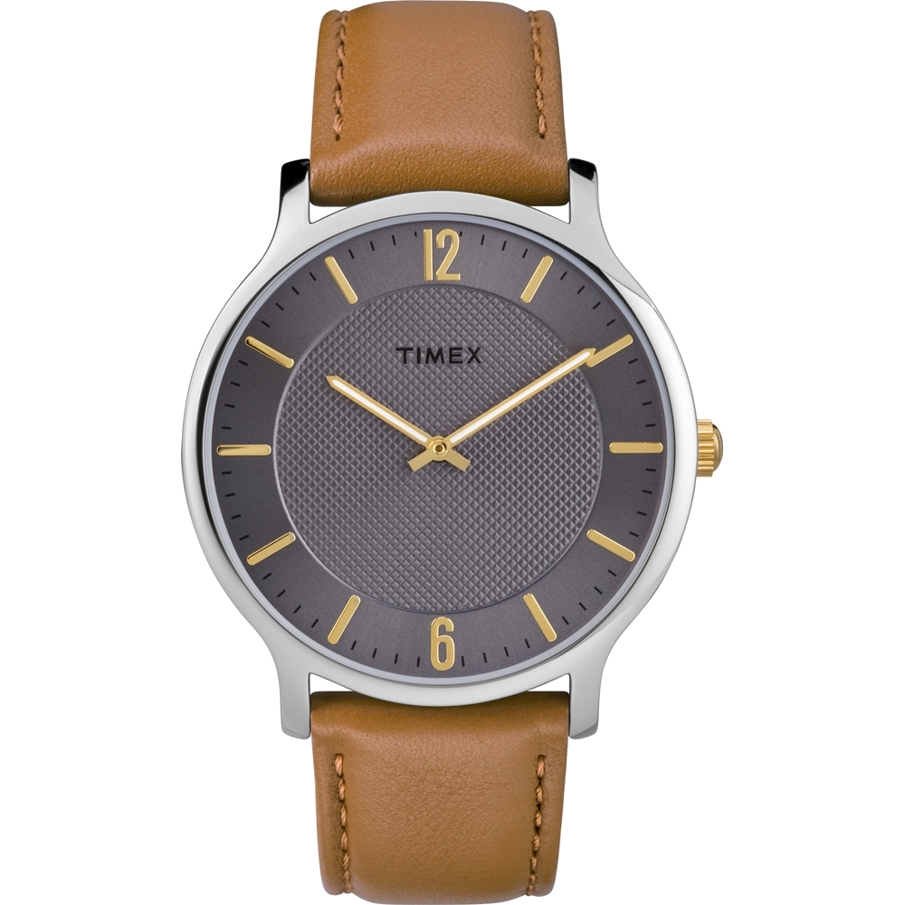 【TIMEX】天美時 風格系列 城市簡約手錶(灰/棕色 TXTW2R49700)