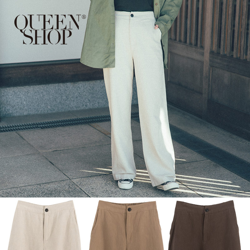 Ｑｕｅｅｎ Ｓｈｏｐ【04110255】基本素面高腰寬褲 三色售 S/M/L＊現+預＊