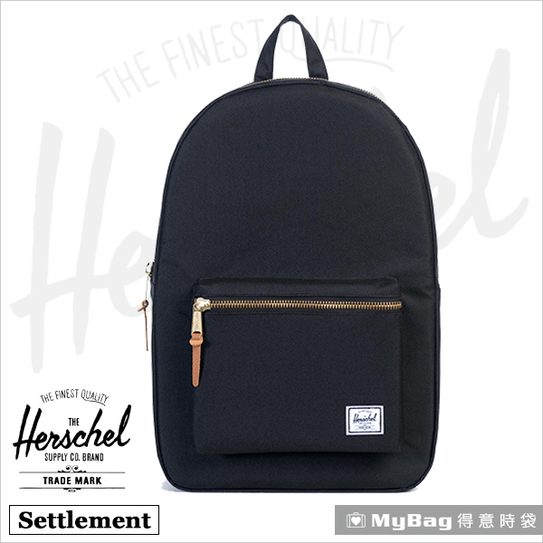 Herschel 後背包 黑色 金拉鍊系列15吋電腦後背包 Settlement-001 得意時袋