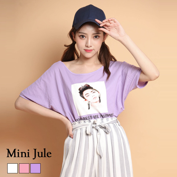 上衣 歐美人物立體耳環寬鬆短袖棉T 小豬兒 Mini Jule【SHI81000828】現貨 共3色