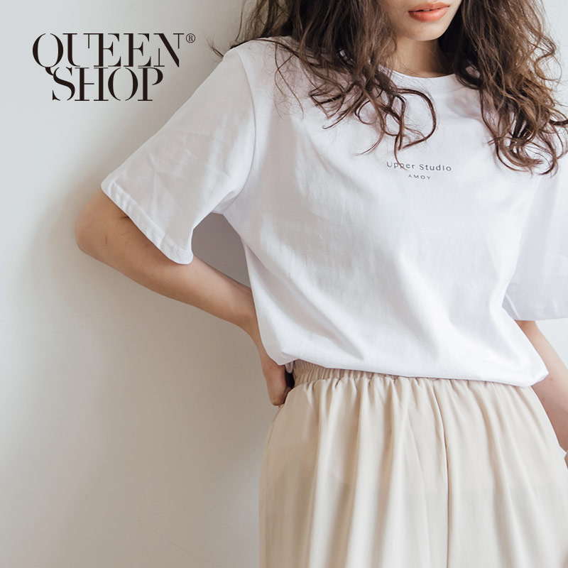 Ｑｕｅｅｎ Ｓｈｏｐ【01037918】UPPER STUDIO簡約字母短T＊現+預＊