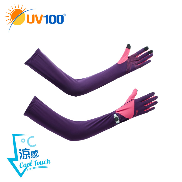 UV100 防曬 抗UV-涼感撞色觸控長手套