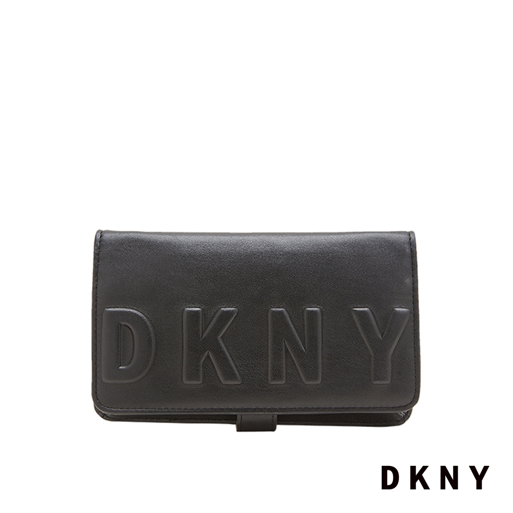 DKNY 女 皮夾 斜背 LOGO字母 黑