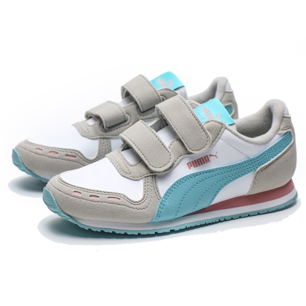 PUMA CABANA RACER SL V PS 白灰 藍橘 皮革 魔鬼氈 運動鞋 中童 (布魯克林) 36073276