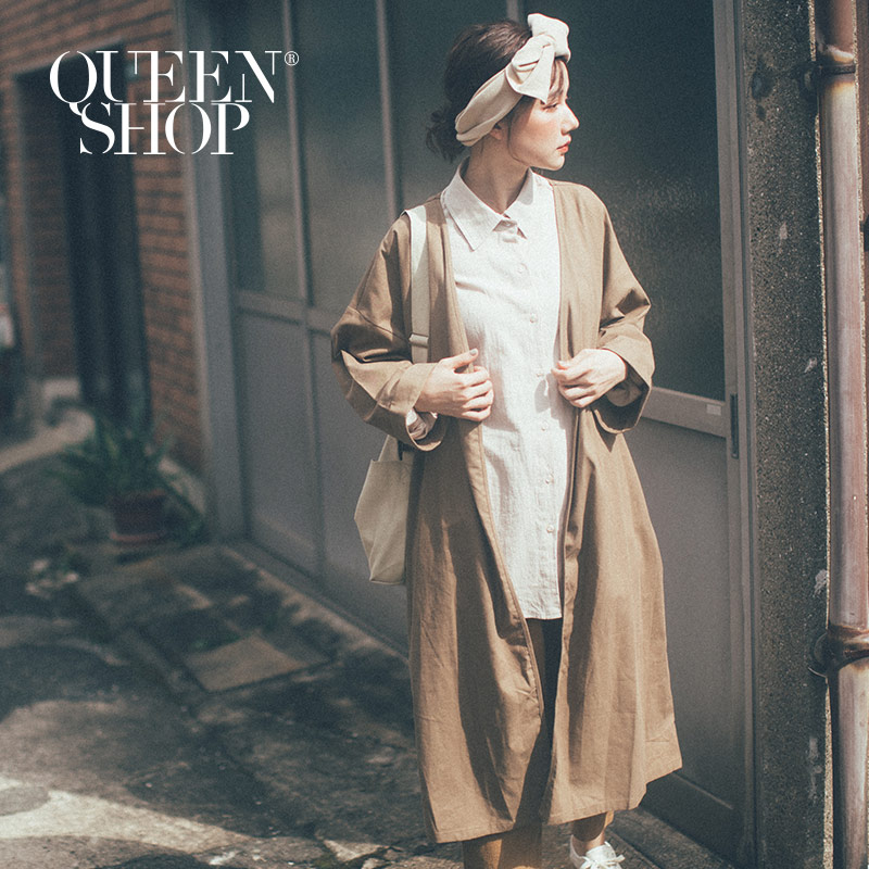 Ｑｕｅｅｎ Ｓｈｏｐ【02071126】棉麻長版罩衫附綁帶 兩色售＊現+預＊