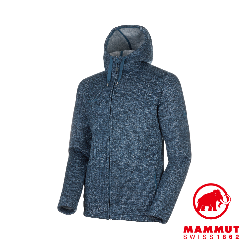 【Mammut 長毛象】Chamuera ML Hooded Jacket Men 印花針織刷毛連帽外套 水鴨藍 男款 #1014-01360