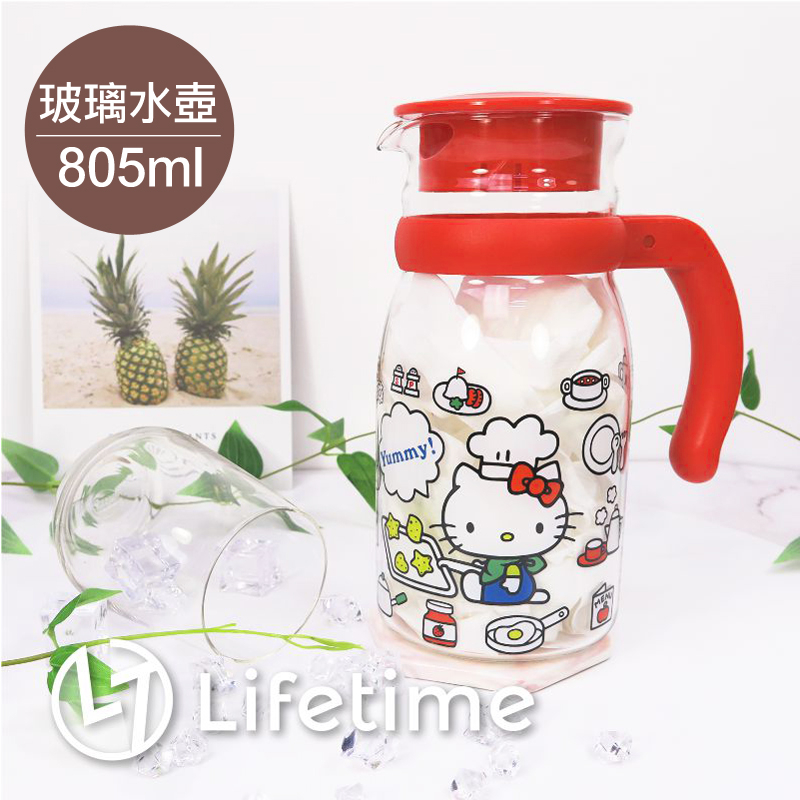 ﹝Kitty廚師玻璃冷水壺805ml﹞正版塑膠水壺 耐熱壺 水壺 凱蒂貓〖LifeTime一生流行館〗B05110