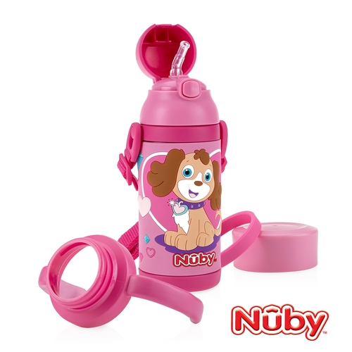 Nuby3D超輕量不鏽鋼真空學習杯-甜心犬 385ml