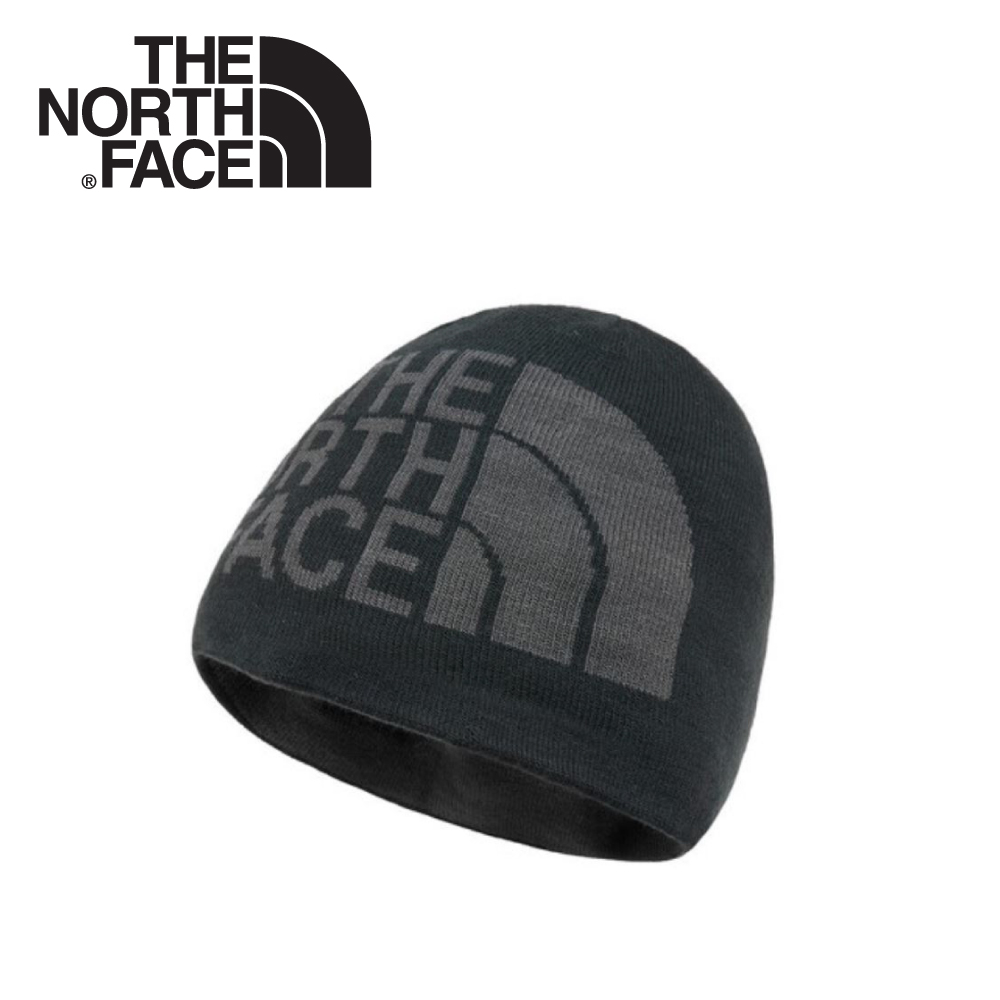 【The North Face 雙面LOGO保暖毛帽《黑/瀝灰》】AKND/保暖帽/毛帽/針織帽/旅遊