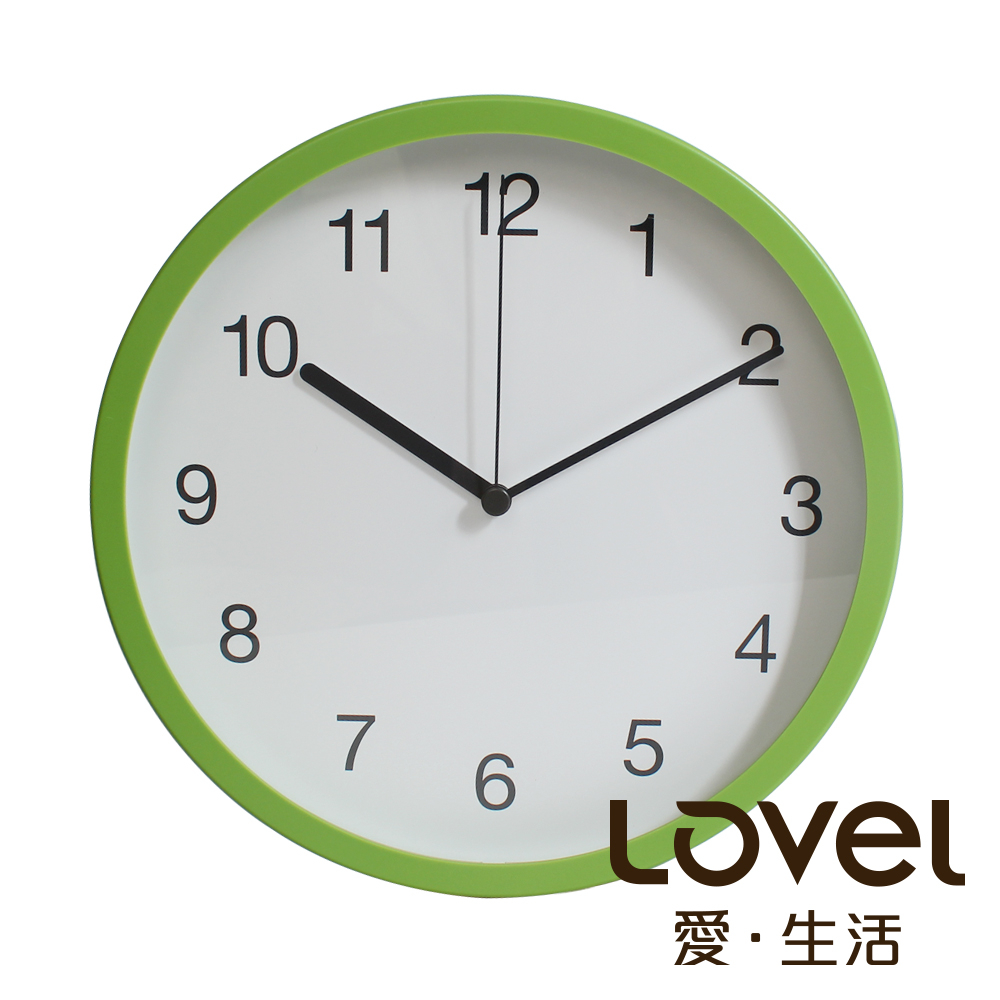 Lovel 25cm摩登膠框靜音時鐘-草木綠(P250-GN)