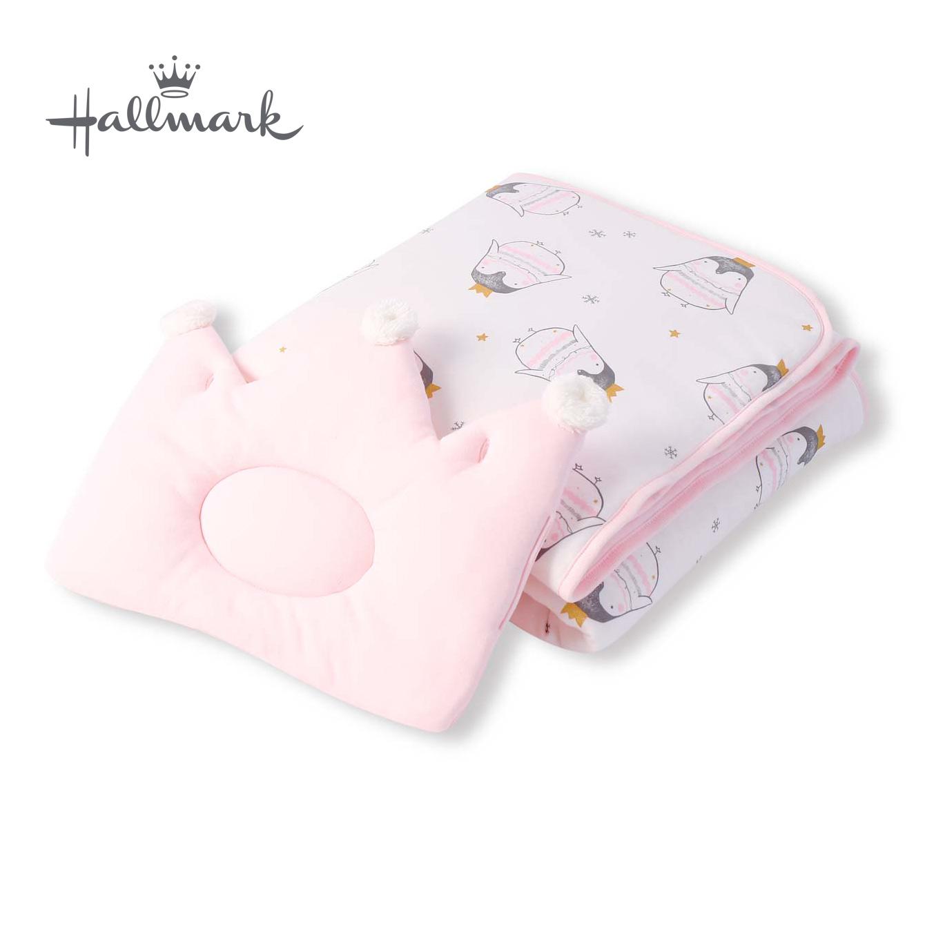 Hallmark Babies 皇冠企鵝枕頭被子HH3-N07-L1-LG-MR