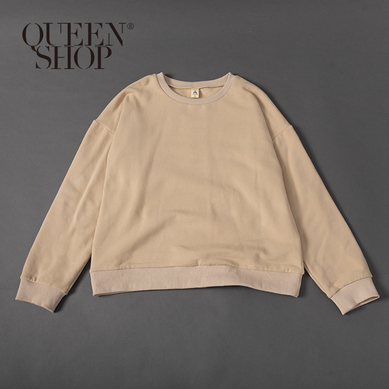 Ｑｕｅｅｎ Ｓｈｏｐ【01110380】休閒素色內刷毛補丁長袖衛衣 1/2/3＊現+預＊