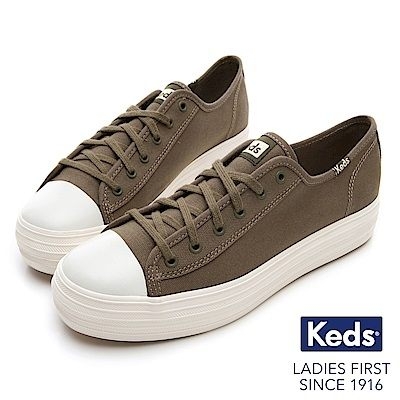 Keds TRIPLE KICK 女款橄欖綠復刻厚底綁帶休閒鞋-NO.9184W132575