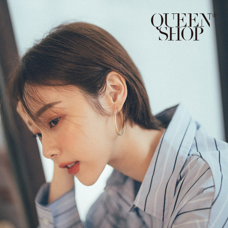 Ｑｕｅｅｎ Ｓｈｏｐ【07030588】金屬霧面質感圓形耳環＊現+預＊