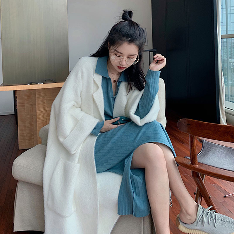 VK旗艦店 韓國慵懶風毛針織氣質顯瘦水貂毛單品外套