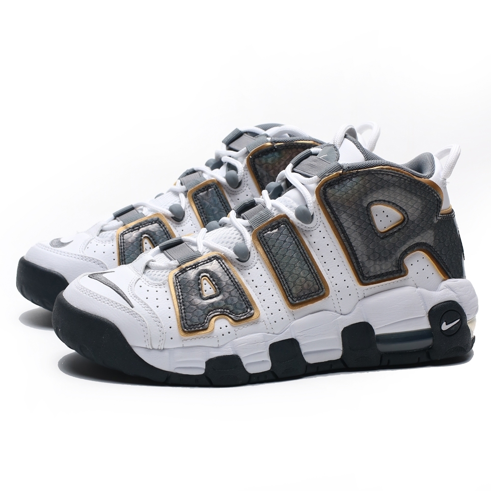 NIKE AIR MORE UPTEMPO GS 白灰 蛇紋 金邊 籃球鞋 女(布魯克林) CQ4583-100