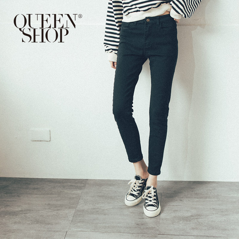 Ｑｕｅｅｎ Ｓｈｏｐ【04101375】基本黑色百搭款修身長褲 S/M/L/XL＊現+預＊