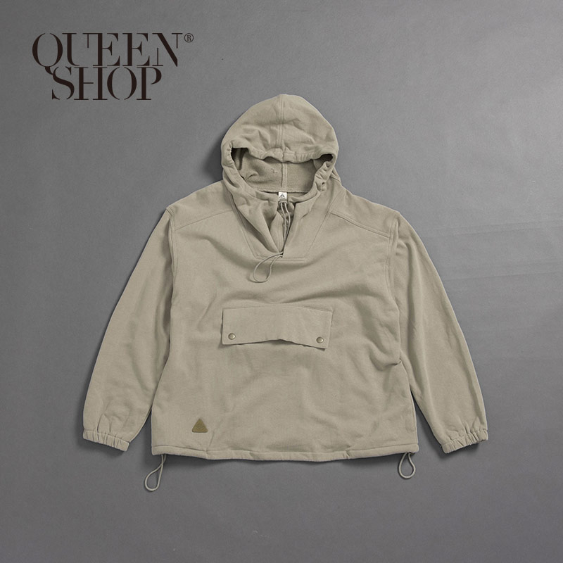 Ｑｕｅｅｎ Ｓｈｏｐ【01110438】造型抽繩領剪接連帽衛衣 1/2＊現+預＊