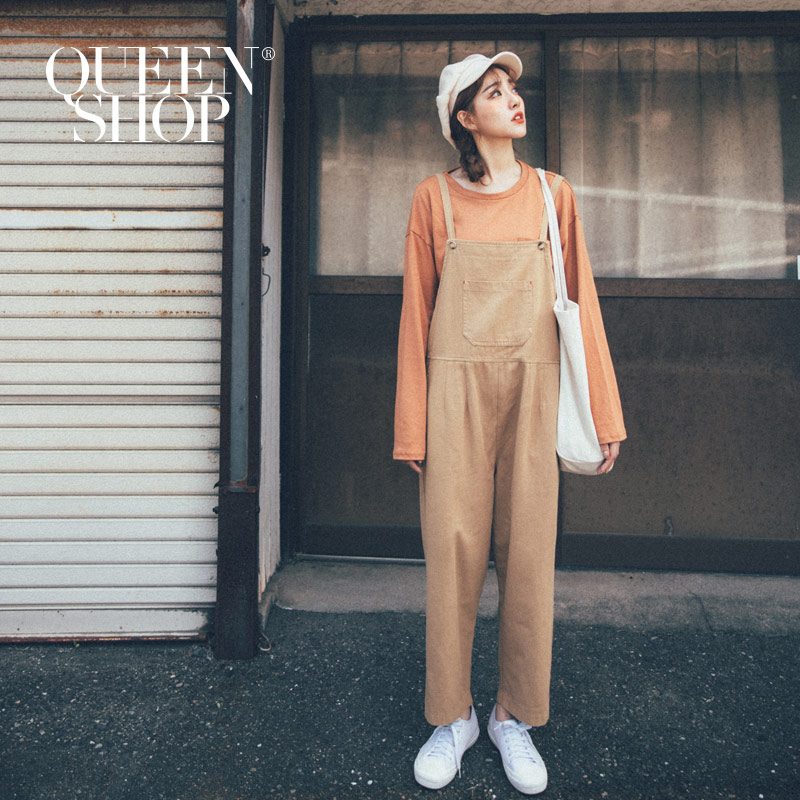 Ｑｕｅｅｎ Ｓｈｏｐ【04050591】口袋設計吊帶褲 兩色售＊現+預＊