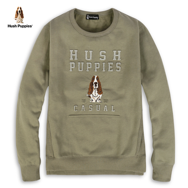 Hush Puppies 上衣 男裝鋼印滿版英文字刷毛上衣