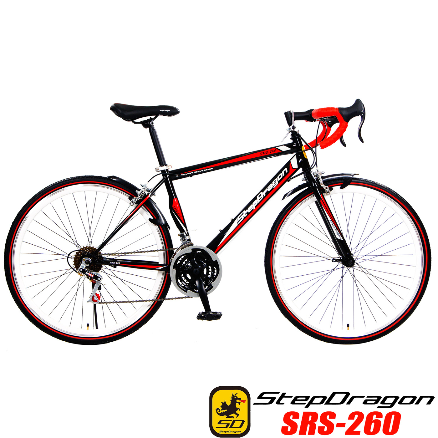 【StepDragon】SRS-260 A  高碳鋼異型管 搭配 24速 建大外胎 彎把公路車 (4配色可選)