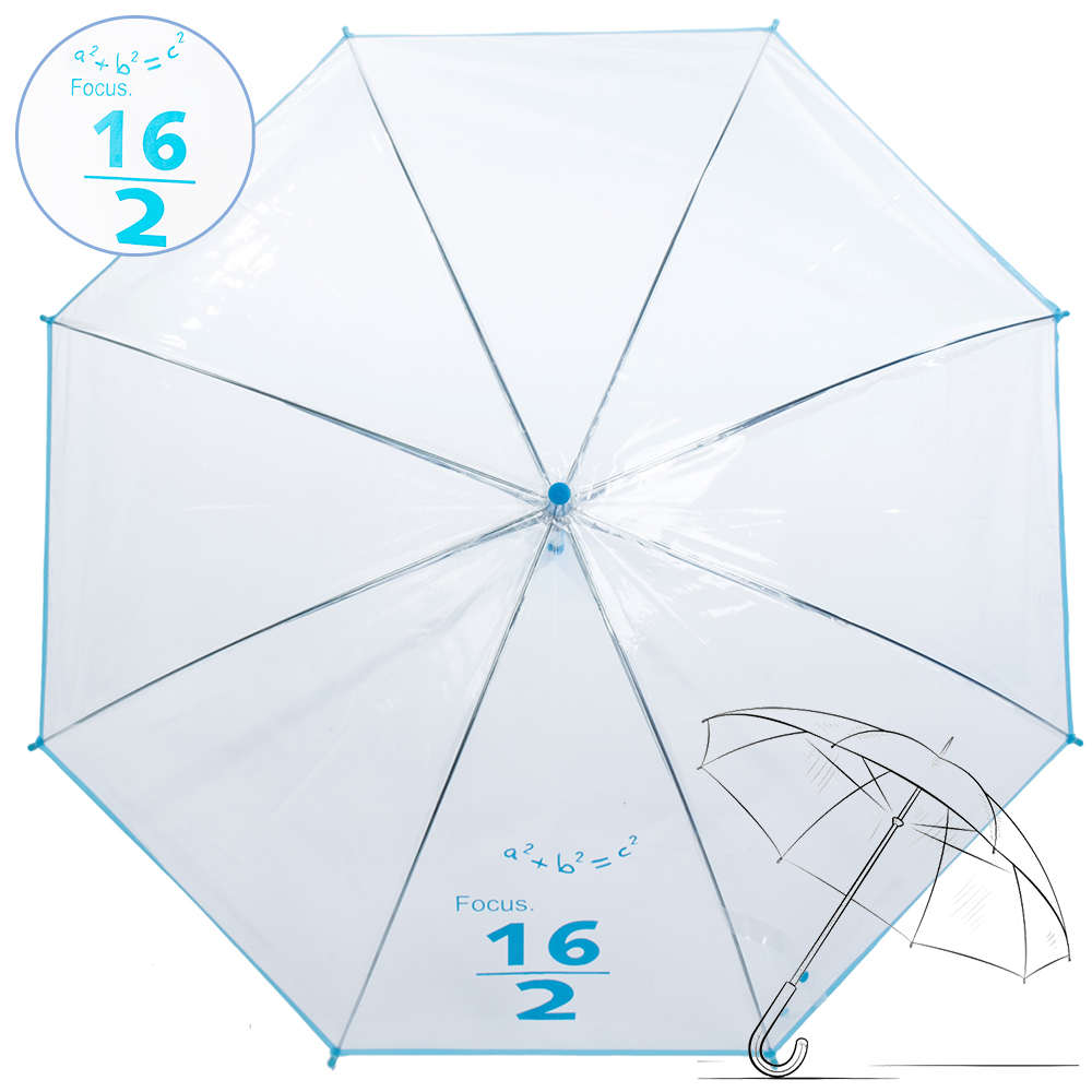 樂嫚妮 自動開傘/直立透明雨傘-藍 數學程式
