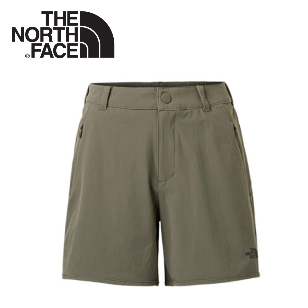 【The North Face 女 DWR透氣運動短褲《卡其》】3CHO/跑步短褲/慢跑褲/健行褲/防潑水