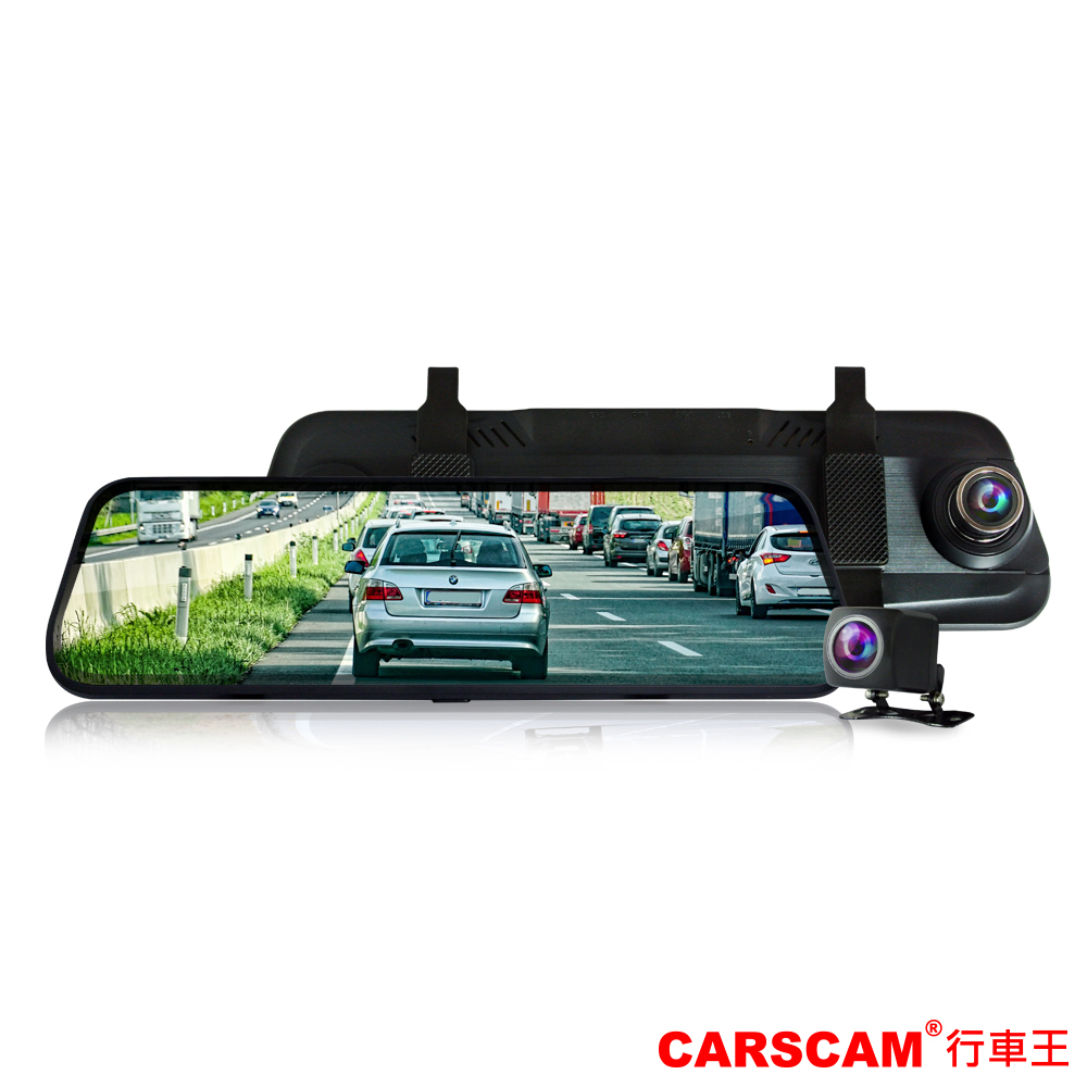 CARSCAM行車王 CR13 全螢幕電子式觸控雙1080P後視鏡行車記錄器-加32G記憶卡