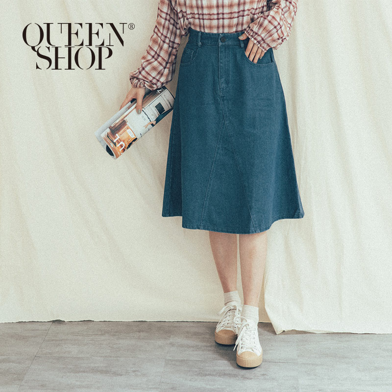 Ｑｕｅｅｎ Ｓｈｏｐ【03020590】牛仔多口袋長裙 S/M/L＊現+預＊