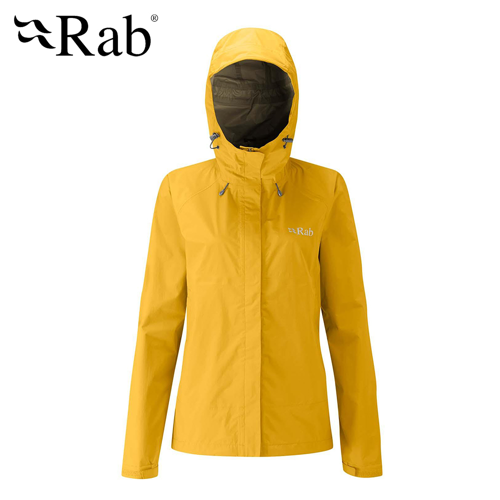 英國 RAB Downpour Jacket 高透氣連帽防水外套 女款 狄戎黃 #QWF63