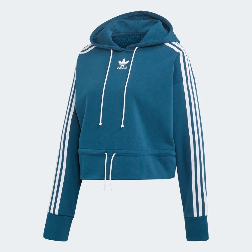 ADIDAS ORIGINALS BELLISTA CROPPED 女裝 長袖 連帽 休閒 短版 棉質 藍【運動世界】EC1905