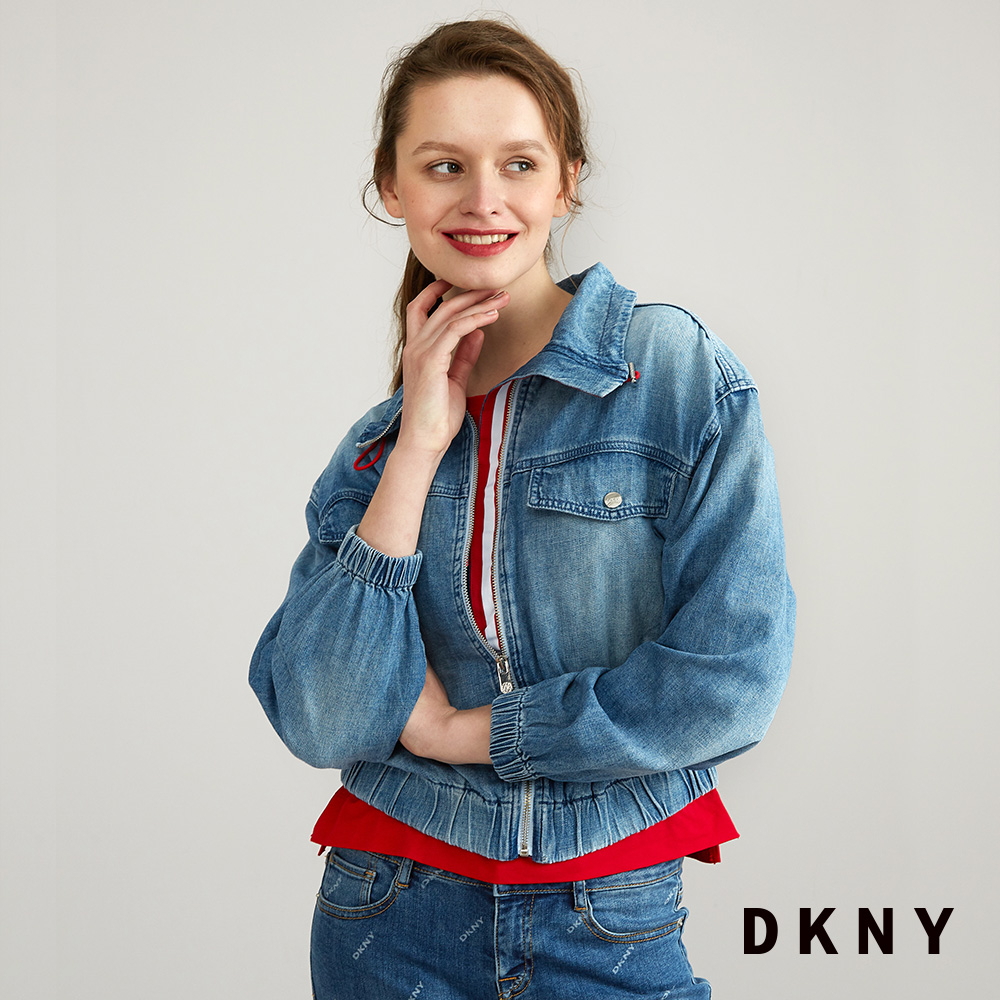 DKNY 女 牛仔外套 美式翻領 藍