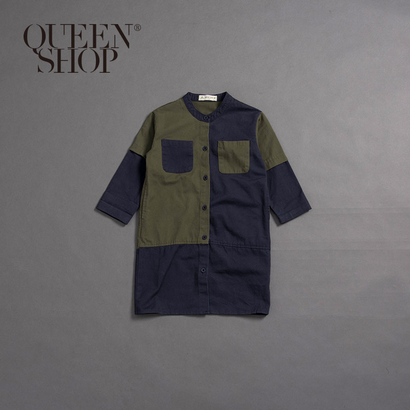 Ｑｕｅｅｎ Ｓｈｏｐ【01084768】童裝 親子系列 撞色口袋洋裝＊現+預＊