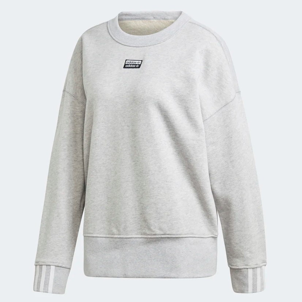 ADIDAS ORIGINALS SWEATSHIRT 雙LOGO 淺灰色 大學T 女 (布魯克林) ED5846