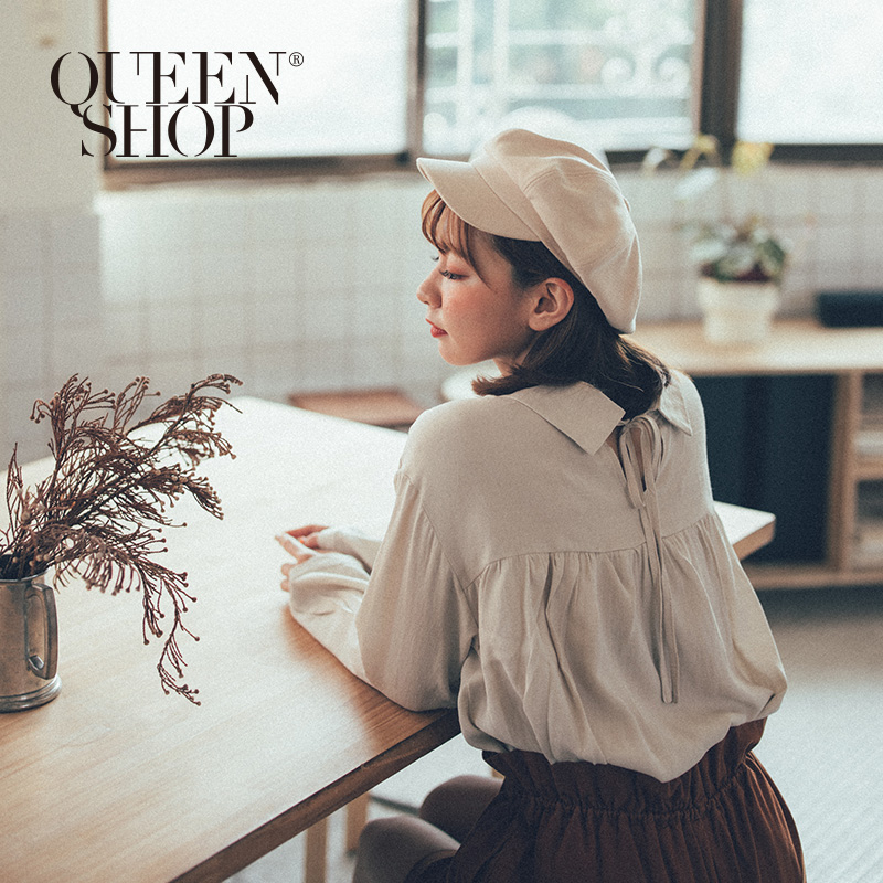 Ｑｕｅｅｎ Ｓｈｏｐ【01023316】造型後綁帶襯衫 兩色售＊現+預＊