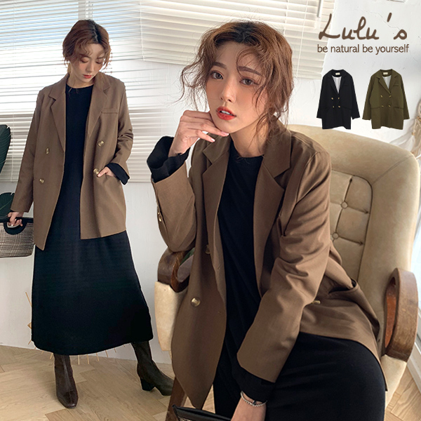 LULUS-C內條雙排釦西裝外套-２色  【03190069】