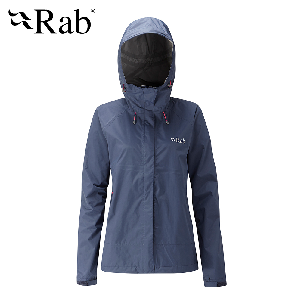 英國 RAB Downpour Jacket 高透氣連帽防水外套 女款 暮藍 #QWF63