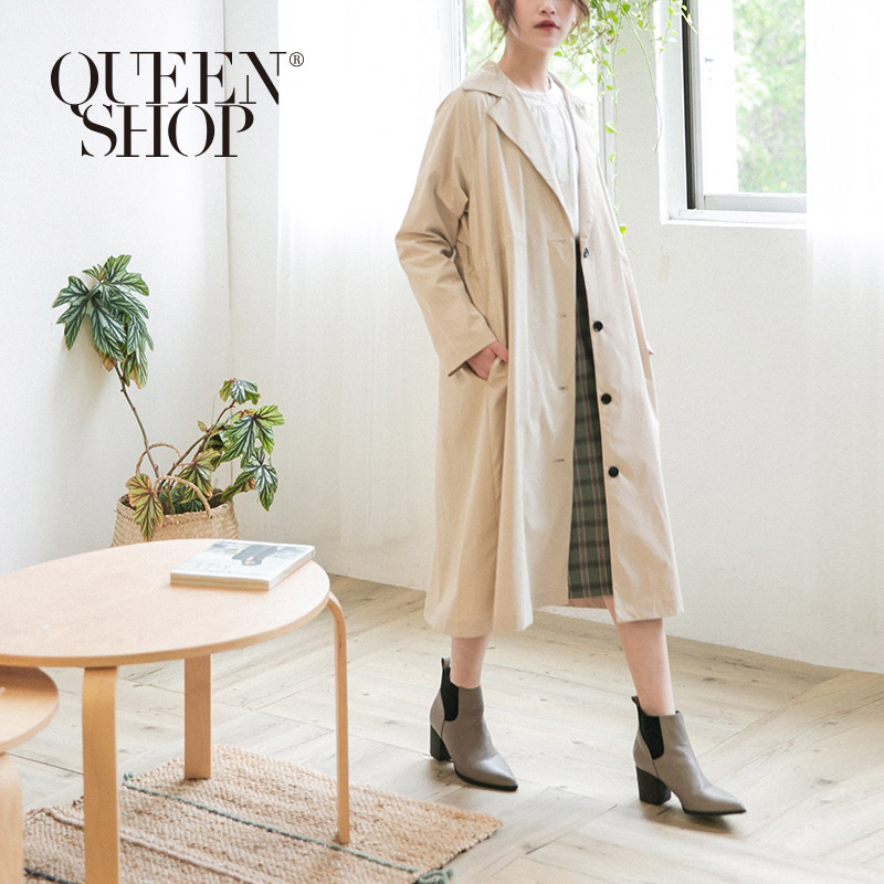 Ｑｕｅｅｎ Ｓｈｏｐ【02040619】綁帶設計長版風衣外套＊現+預＊