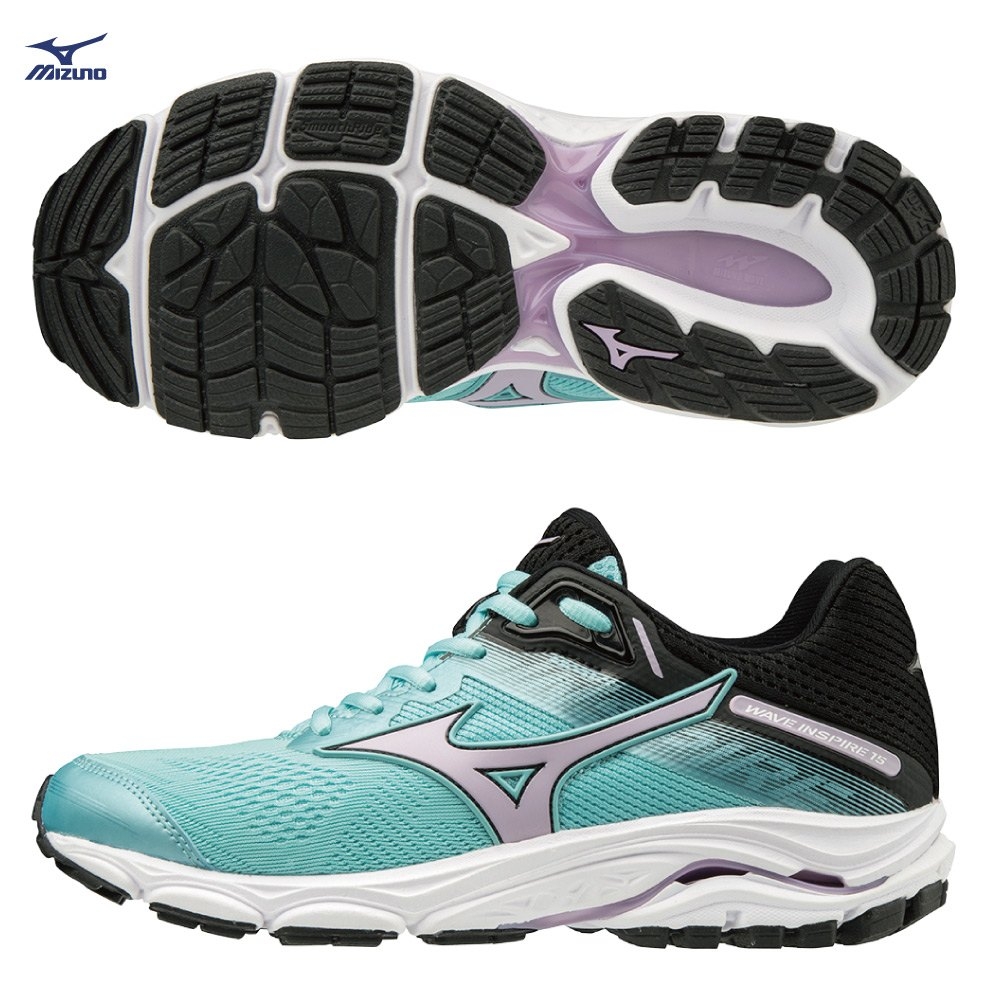 MIZUNO WAVE INSPIRE 15 女鞋 慢跑 路跑 支撐 耐磨 緩震 中高足弓 天藍 粉紫【運動世界】J1GD194469