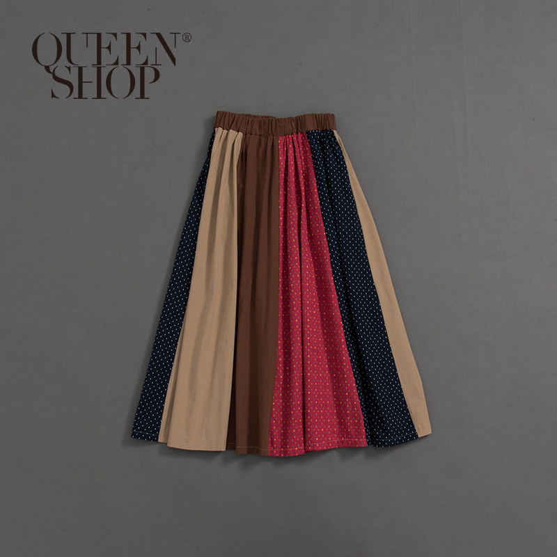 Ｑｕｅｅｎ Ｓｈｏｐ【03020579】女裝 親子系列 點點色塊拼接長裙＊現+預＊