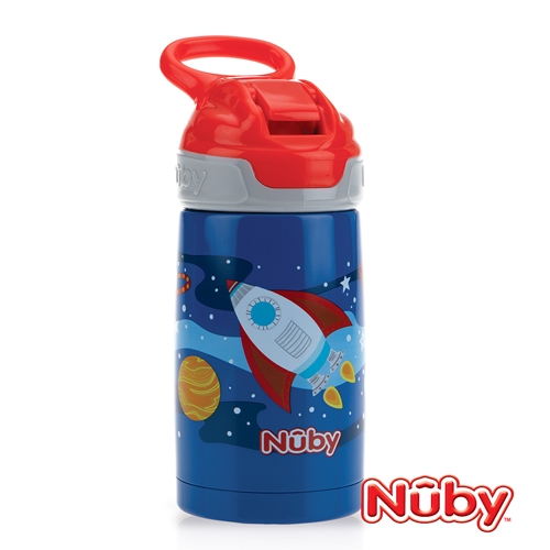 Nuby不鏽鋼真空隨行杯-太空冒險 300ml