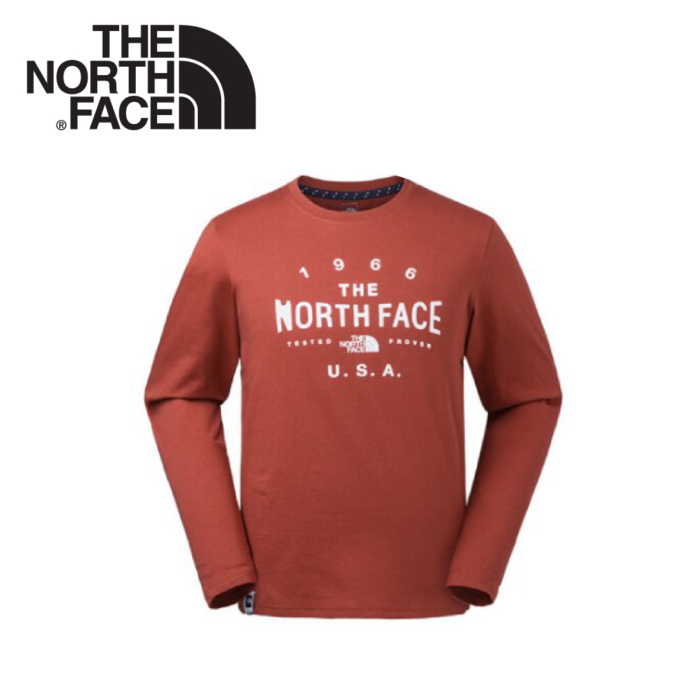 【The North Face 男 長袖排汗衣《紅》】3CIA/圓領T恤/機能長袖/運動長袖