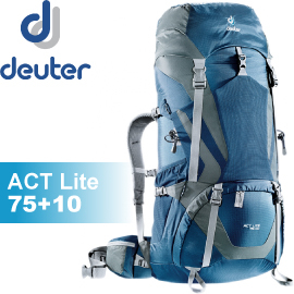 【Deuter 德國 ACT Lite 75 10 SL 拔熱式透氣背包《藍/灰》】4340315/背包/後背包/登山/健行★滿額送