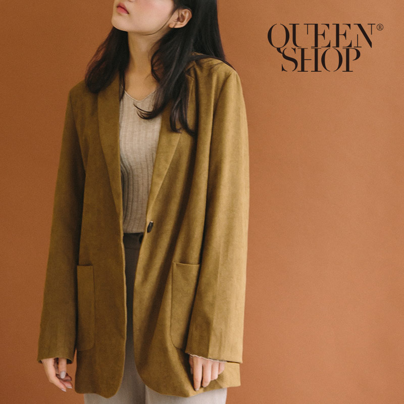 Ｑｕｅｅｎ Ｓｈｏｐ【02030349】細絨質感單扣西裝外套 兩色售＊現+預＊