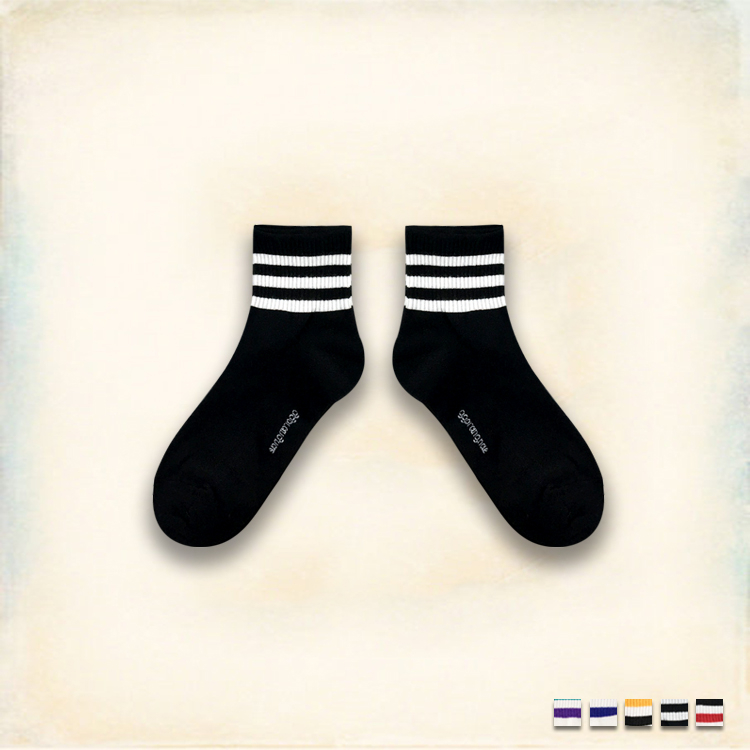 Melek 襪子類 (共5色)【P08161118-0101~05】女中筒襪三條紋款  長襪/襪子/足球襪