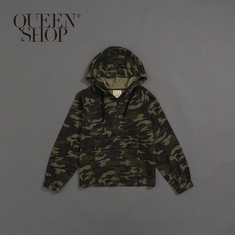 Ｑｕｅｅｎ Ｓｈｏｐ【01038039】前口袋設計迷彩連帽上衣 1/2/3/4＊現+預＊