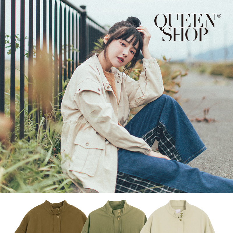 Ｑｕｅｅｎ Ｓｈｏｐ【02071152】立領造型釦雙口袋設計外套 三色售＊現+預＊