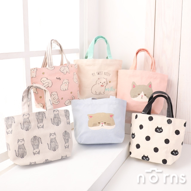 【日貨動物手提袋M號 P5貓咪系列】Norns Friendshill 帆布袋 便當袋 購物袋 小托特包 日本雜貨 Neko manju