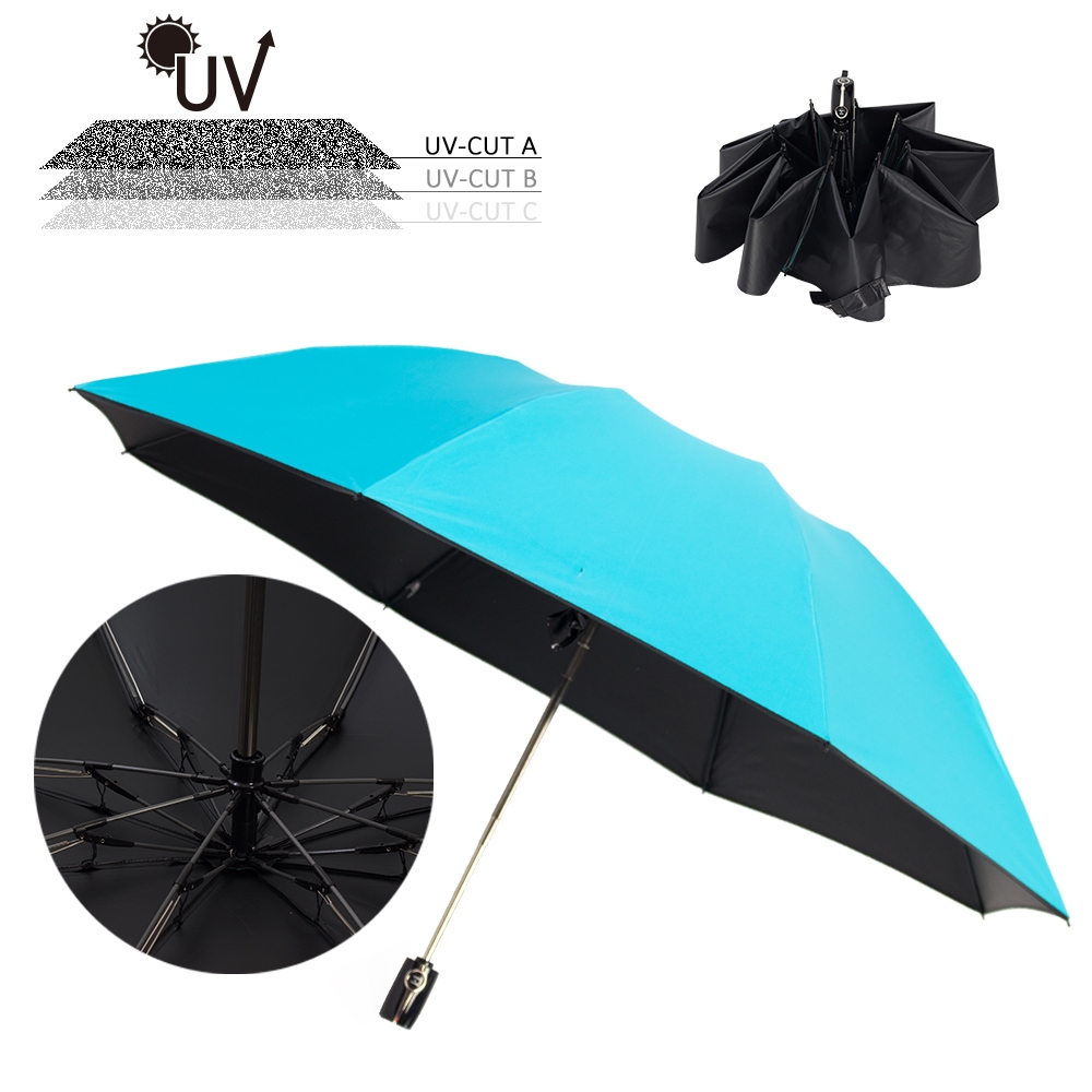 樂嫚妮 雙龍TDN 反向傘 自動開收黑膠傘 降溫抗UV 晴雨兩用傘 玻璃纖維